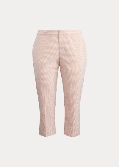 Pantalones Ralph Lauren Mujer Rojos / Blancos - Seersucker Straight - AWCXY0651